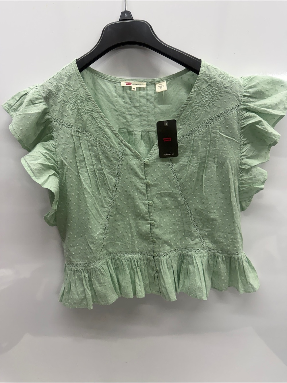 Levi's Mint Green Ruffle Button-Front Blouse - Picture 5 of 7